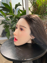 Qinqin Anime-Style Asian Doll Head – Glossy Black Hair, Blush Effect, Adjustable Eyes